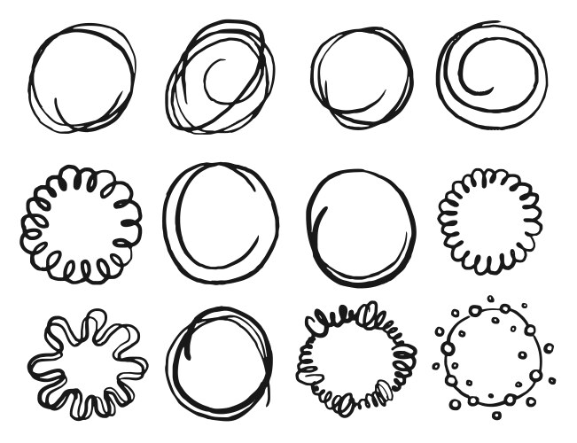 Set of 12 hand drawn scribble circles logo Vector Image