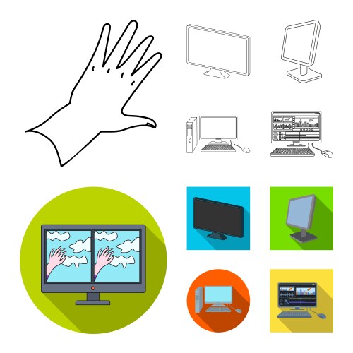 Isolated object screen and computer icon set Vector Image