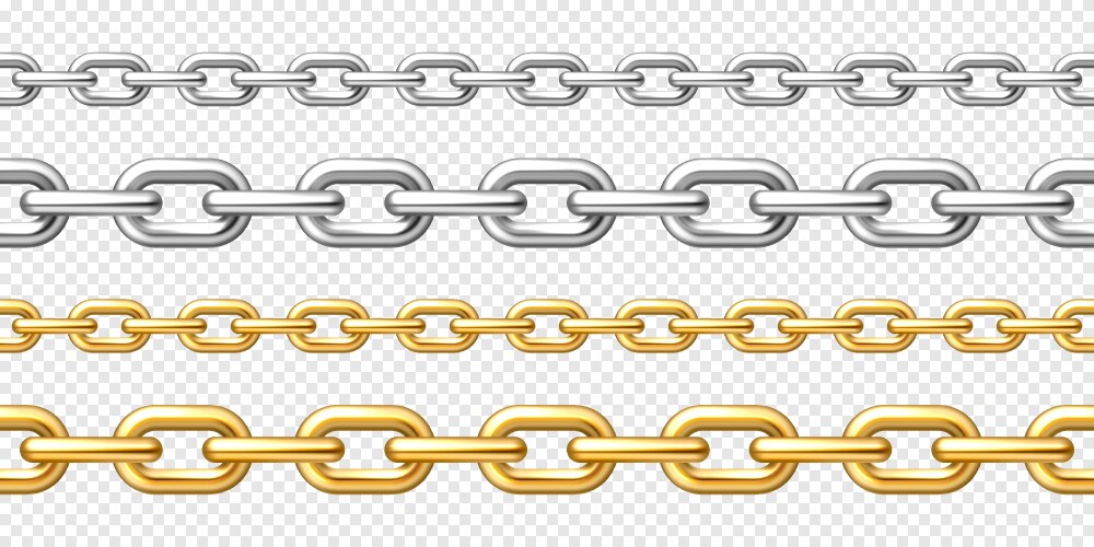 Realistic seamless golden and silver chains vector image