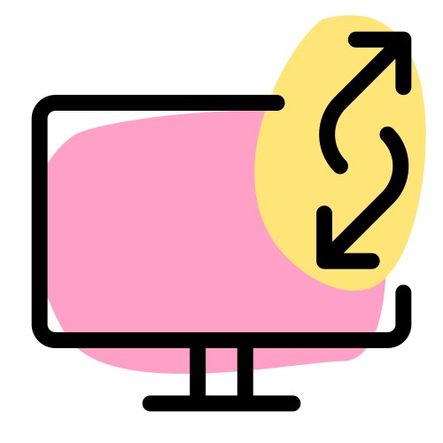 Using a desktop computer to transfer data vektorbild
