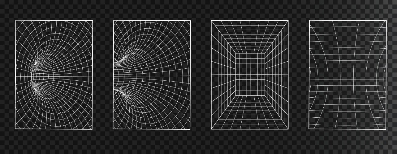 Geometry wireframe distorted grid backgrounds y2k vector image