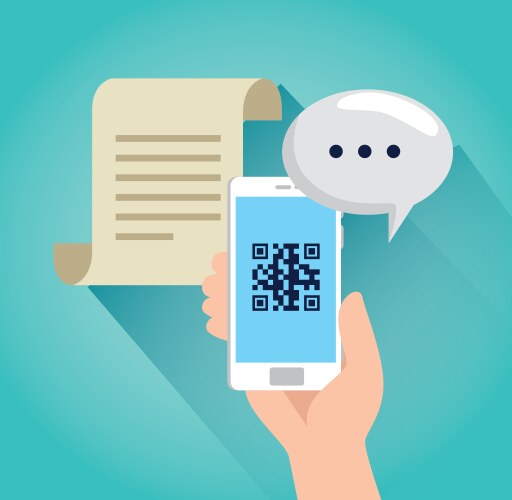 Scan code qr with smartphone and speech bubble vector image