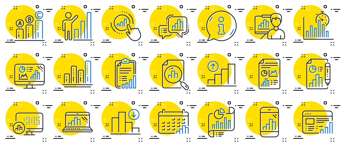 Graph line icons set of chart presentation vector image
