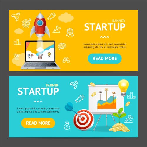 Startup banner horizontal set vector image