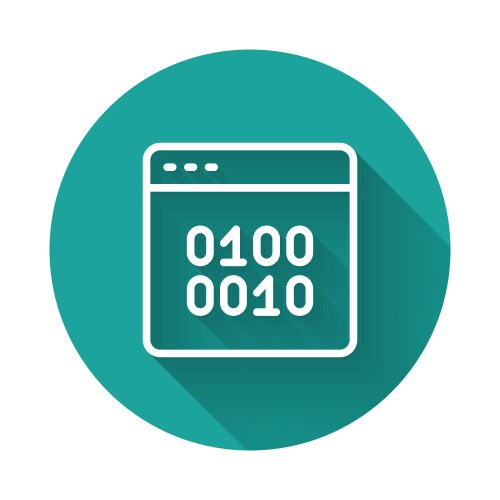 White line binary code icon isolated with long vector image