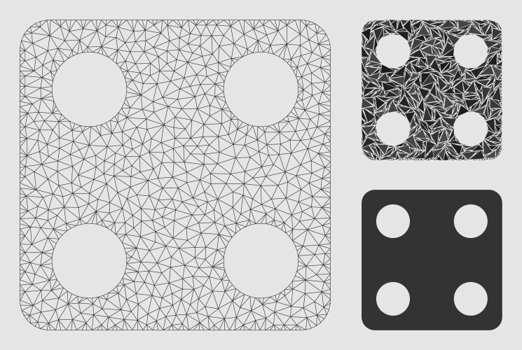 Dice mesh network model and triangle mosaic vector image