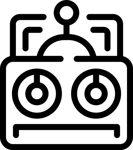 Robot operating a control panel with buttons vector image