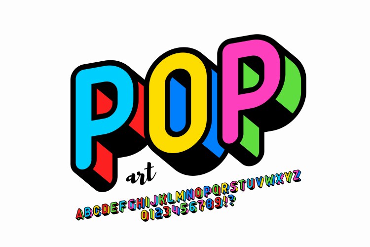 pop art style font vector