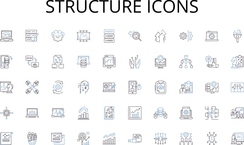 Structure icons line collection javascript vector image