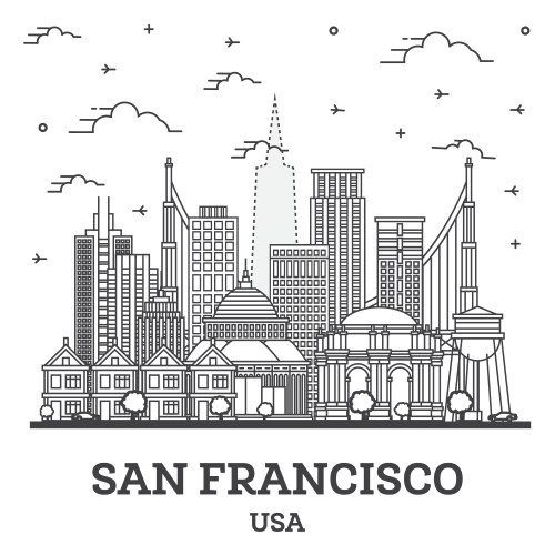 Outline san francisco california city skyline Vector Image