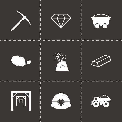 Mining flat set Royalty Free Vector Image - VectorStock
