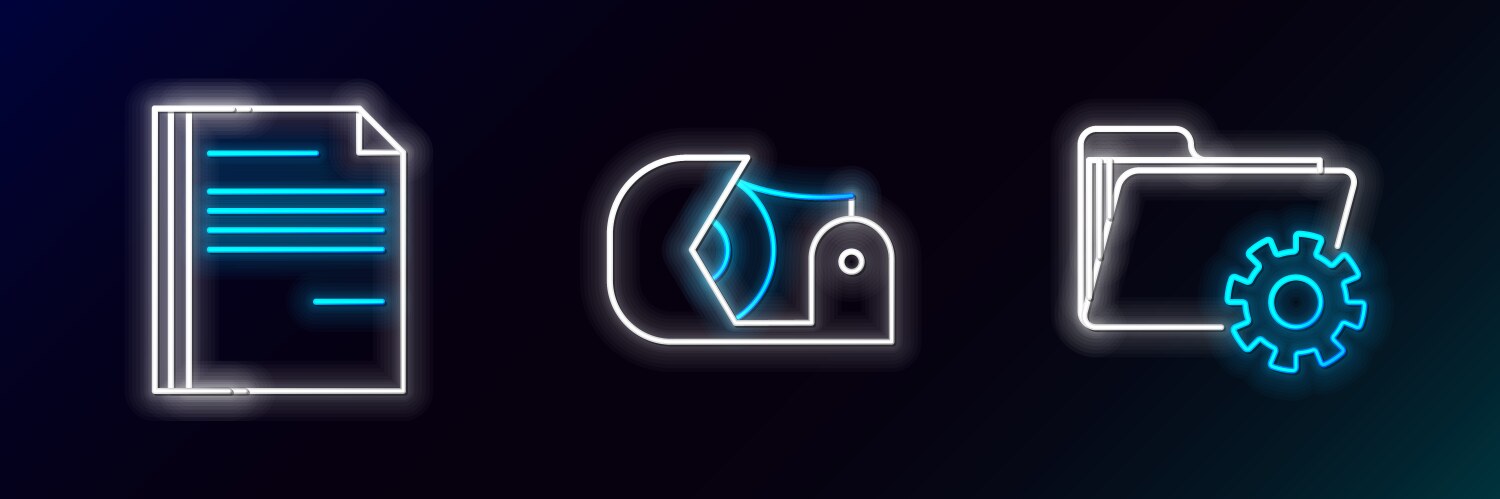Set line folder settings with gears file document vector image