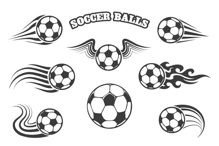 Soccer football icon set in thin line style Vector Image