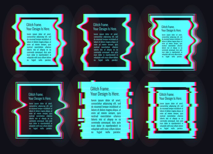 Glitch Frame Set - Distorted Errors vector image