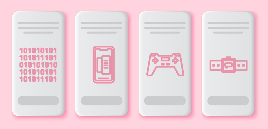 Set line binary code smartphone mobile phone vector image
