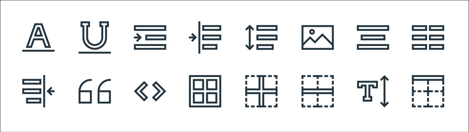Text editor line icons linear set quality vector image