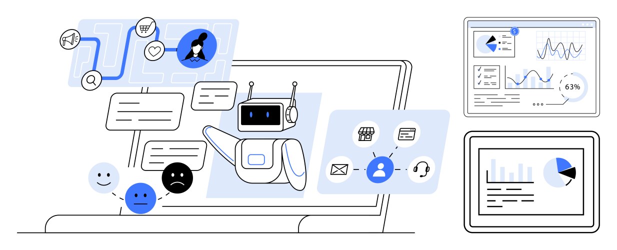 Ai chatbot assisting with customer queries data vector image