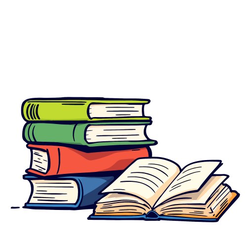 Ai-generated stack of colorful books with open vector image