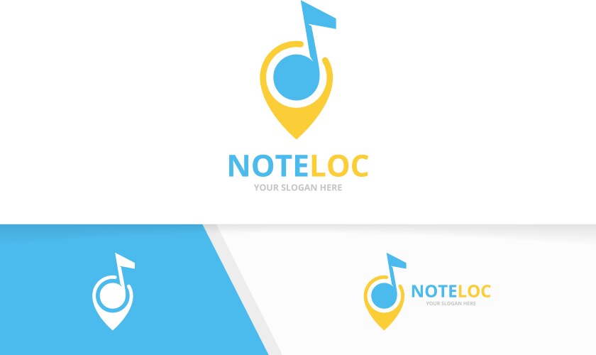 Note and map pointer logo combination vector image