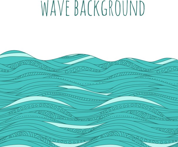 Hand drawn volumetric blue line sea waves Vector Image