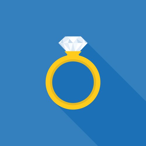 Diamond wedding ring jewelry related icon flat Vector Image