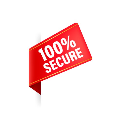 Icon with red 100 secure ribbon for concept design vector image