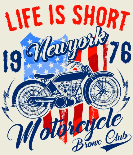Motorcycle label t-shirt design with of custom vector image
