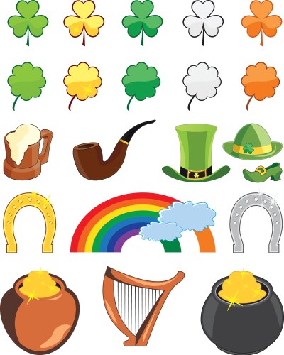 St patrick day icon set Royalty Free Vector Image