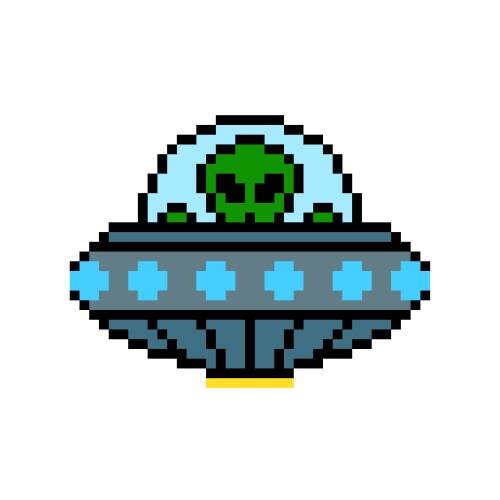 8 bit pixel flying saucer ufo aliens vector image