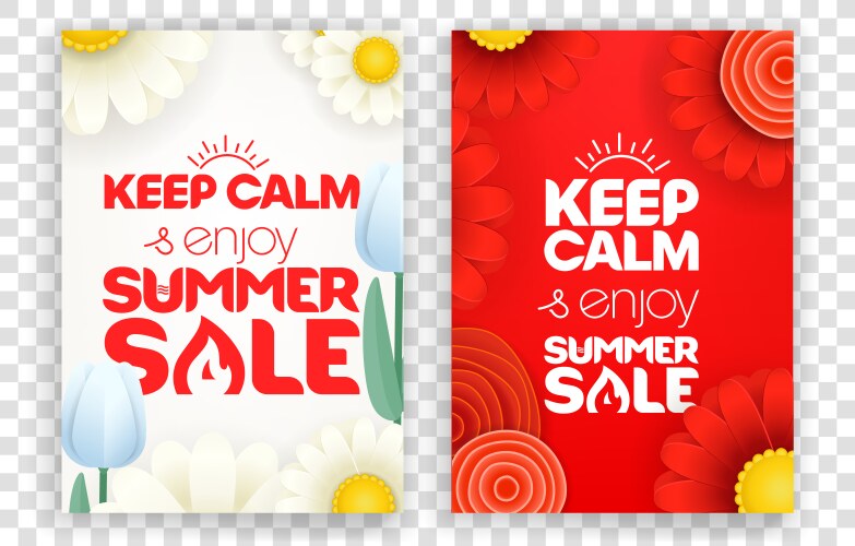 keep calm and enjoy summer sale red white vector image