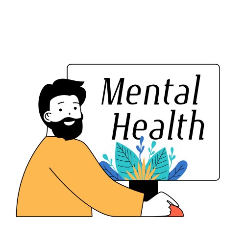 Mental health concept with cartoon people in flat vector image