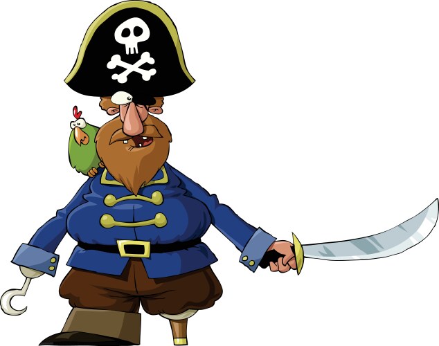 Cartoon Pirate with Parrot Vector Image