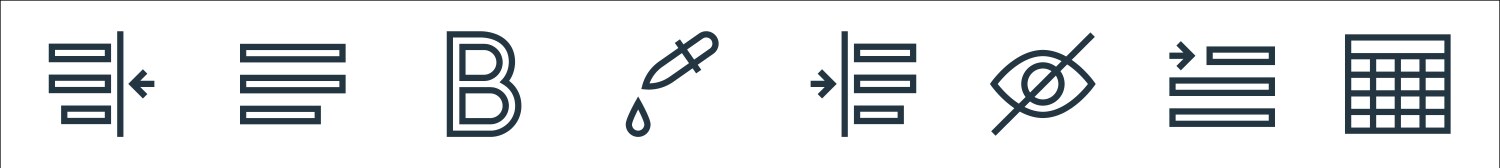 Text editor line icons linear set quality vector image