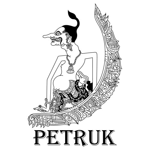 wayang kulit petruk character in entangle style vector image