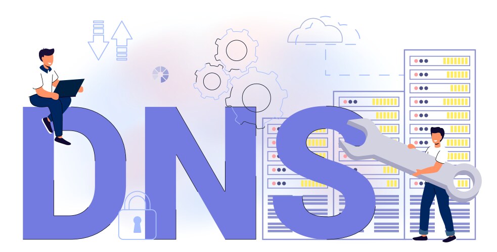 Dns domain name system server decentralized naming vector image