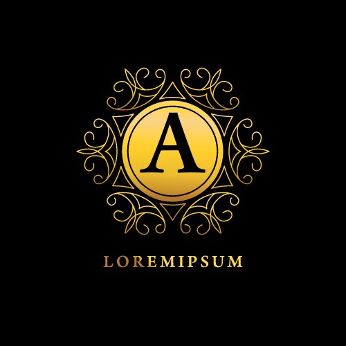 Elegant Ornament Logo - Gold & Black Vector Image
