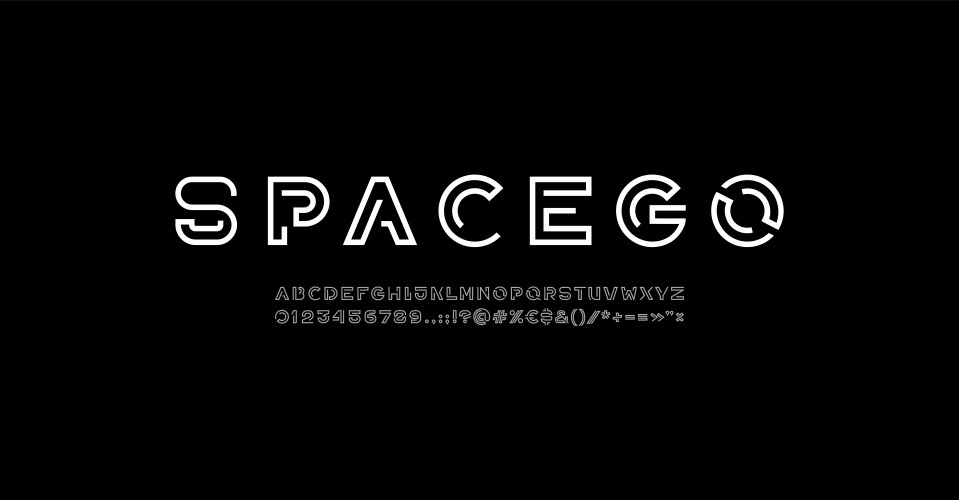 Digital style alphabet font from thin segment line vector image