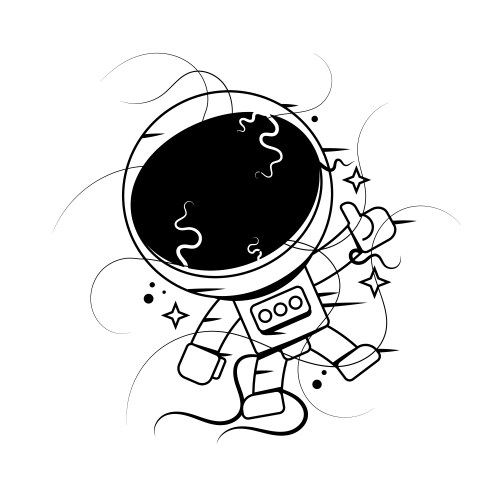 Graphic astronaut with black hole and starry Vector Image