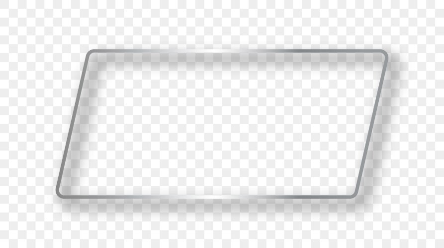 Silver glowing rectangular shape frame with shadow vector image