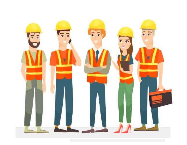 Professional construction workers Royalty Free Vector Image