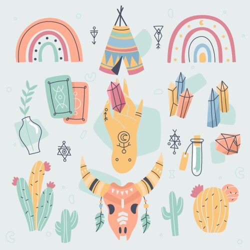Hand drawn boho element set Royalty Free Vector Image