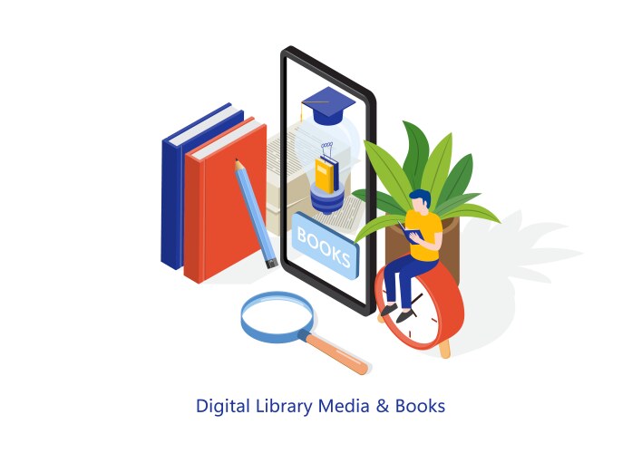 Dictionary modern library and web archive vector image