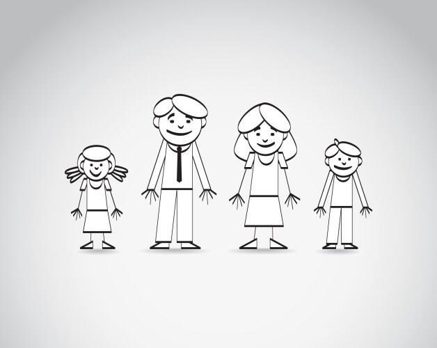 Family Sketch - Cartoon People Vector Image