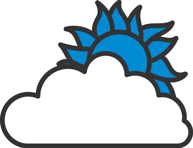 Sun behind clouds icon Royalty Free Vector Image