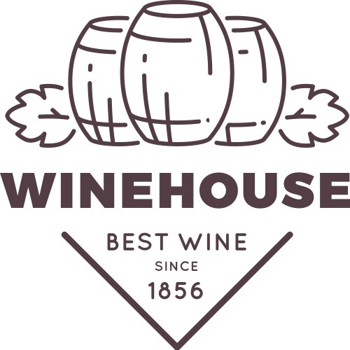 Winehouse label bottle logo alcohol beverage vector image