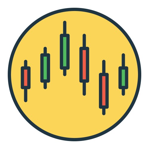 Candlestick chart with mouse cursor colored icon Vector Image