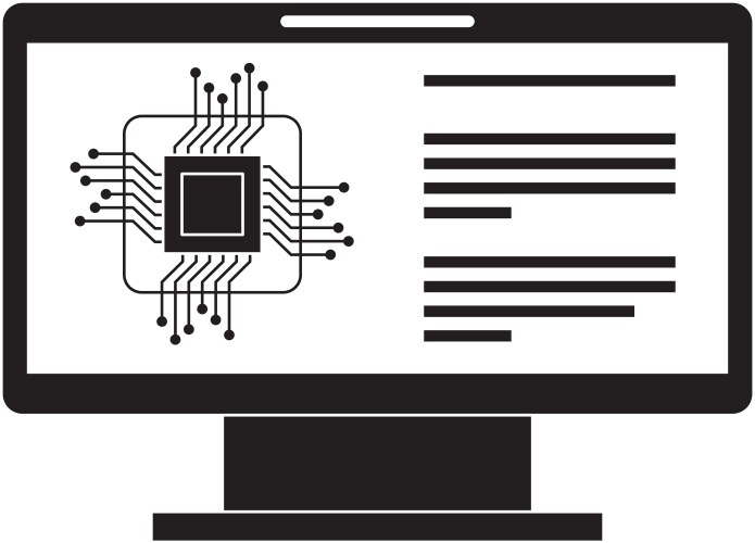 Monitor computer with processor circuit vektorbild