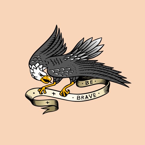 Vintage Eagle Tattoo Sketch Vector Image