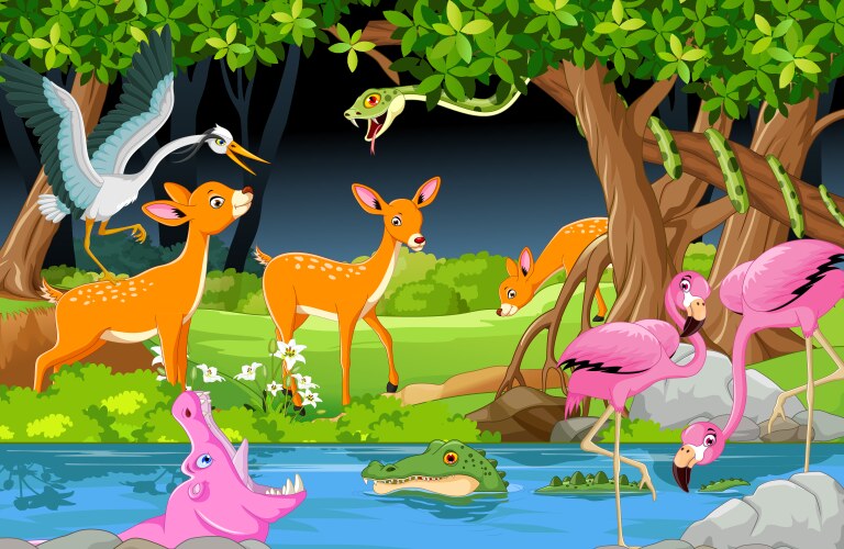 Animal wildlife with forest background vector image