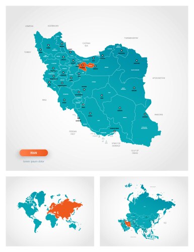 Editable template map iran with marks vector image